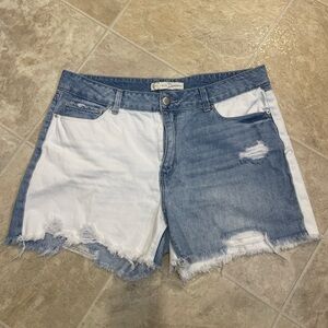 Chic Denim Two-Tone Jean Shorts